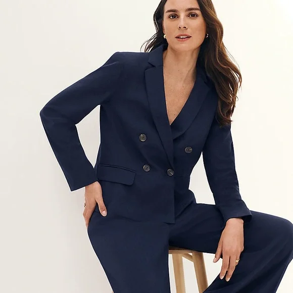 Ann Taylor The Petite Shorter Tailored Double Breasted Blazer Size 0P New - Picture 2 of 8